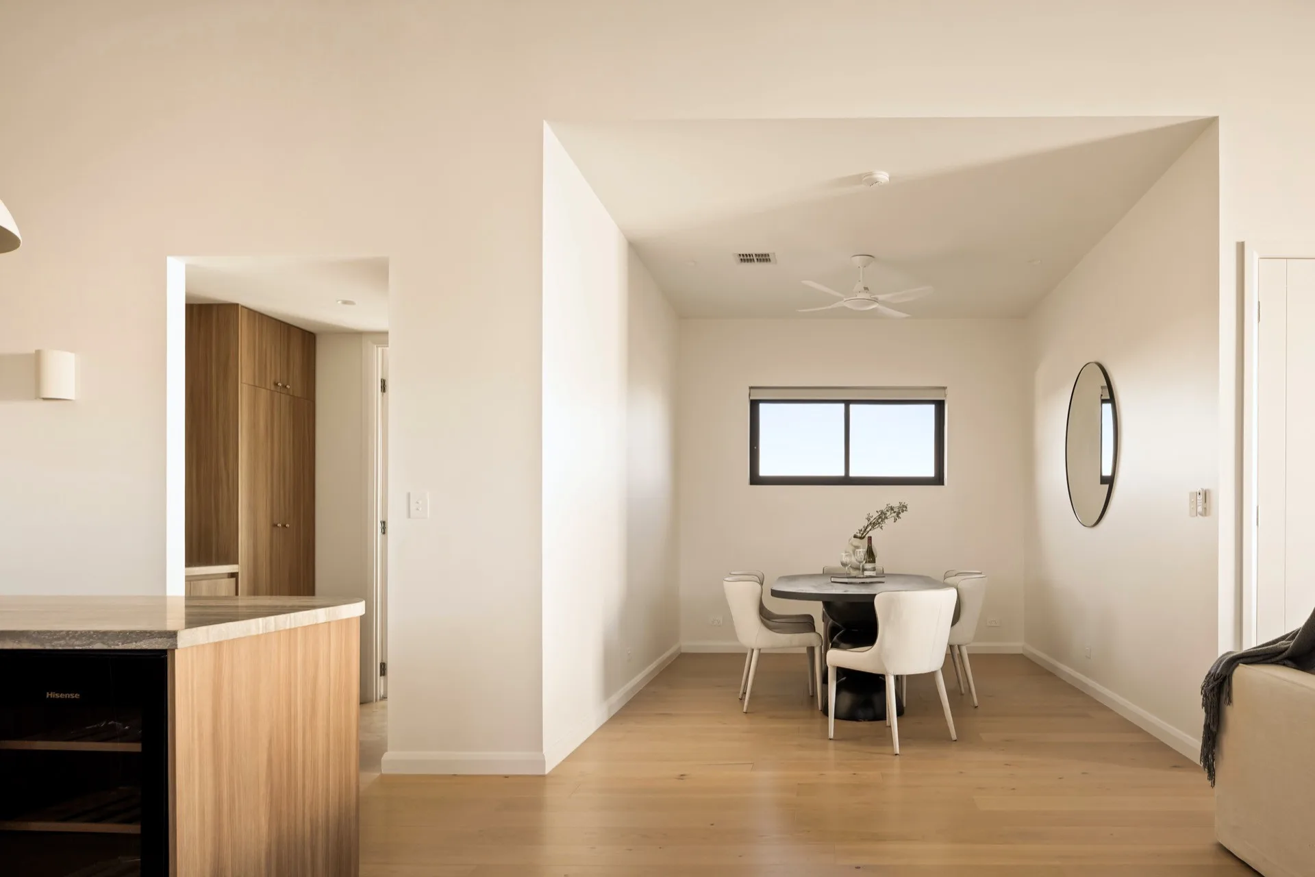 Dining, a step from the kitchen
